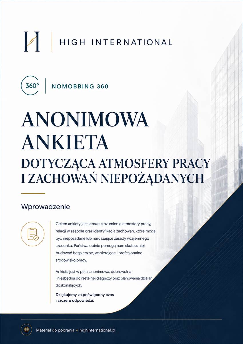 Okładka testu / ankiety HIGH INTERNATIONAL