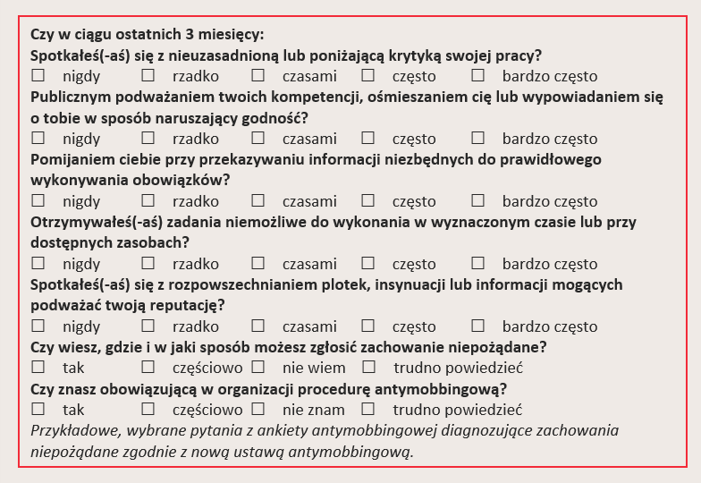 Test antymobbingowy. Ankieta badania atmosfery. Czy Twoja firma jest bezpieczna?